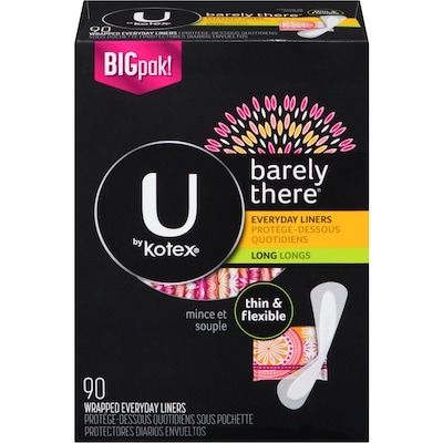U by Kotex Balance Daily Wrapped Panty Liners, Light Absorbency, Long, 90 Count 90 ea, $0.13/1ea