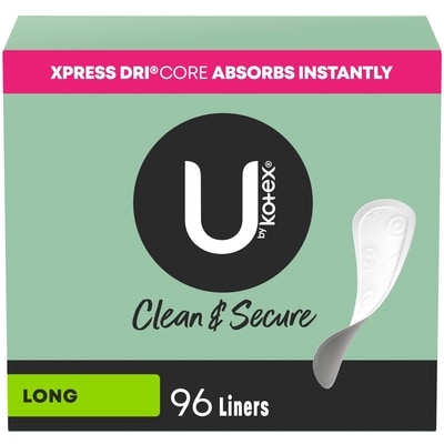 U by Kotex Clean & Secure Panty Liners, Light Absorbency, Long, 96 Count 96 ea, $0.12/1ea