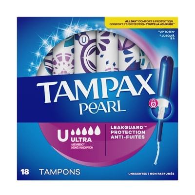 Tampax Pearl Tampons, with LeakGuard Braid, Ultra Absorbency, Unscented 18 ea, $0.39/1ea