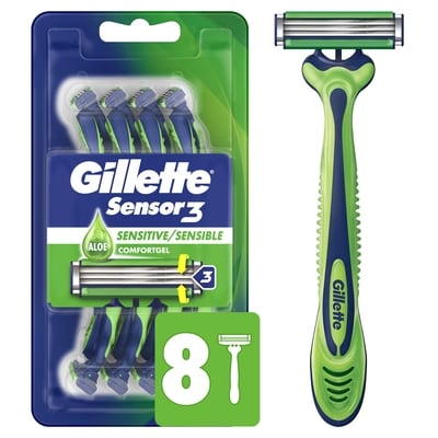 Gillette Rasoirs jetables Sensor3 Sensitive, paquet de 8 8 ea, 2,50 $/1ch