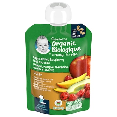 Nestlé Gerber Organic Baby Pure Apple Mango Raspberry Avocado Oat 99 g, $2.01/100g