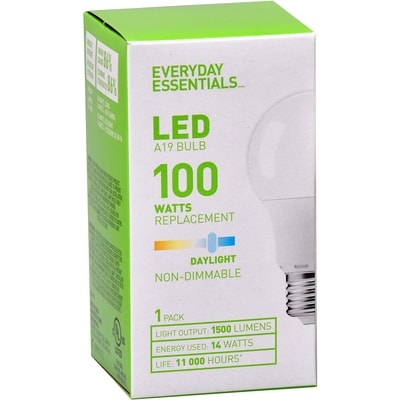 Everyday Essentials LED Bulb 100W A19 10Y 5000K 1 ea, $7.50/1ea