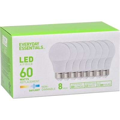 Everyday Essentials Led 60W A19 10Y 5000K 1 ea, $2.25/1ea