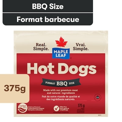 Maple Leaf Saucisses fumées format barbecue sans gluten 375 g, 2,13 $/100g