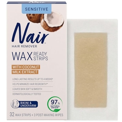 Nair Wax Ready Strips for Bikini and Underarm with Coconut Milk Oil Extract 32 ea, $0.41/1ea