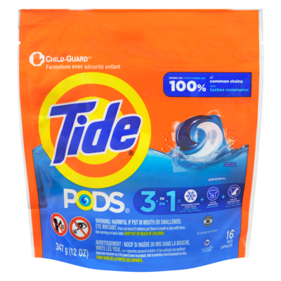 Tide Capsules de détergent à lessive liquide, original, 16 capsules 16 ea, 0,53 $/1ch