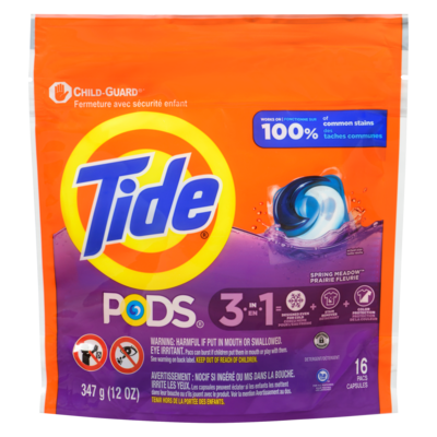 Tide Capsules de détergent à lessive Pods, parfum Spring Meadow, 16 capsules 397 g, 0,53 $/1ch
