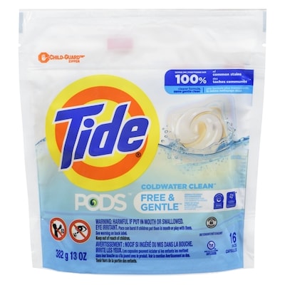Tide Capsules de détergent à lessive liquide Pods Free & Gentle, 16 capsules 16 ea, 0,44 $/1ch