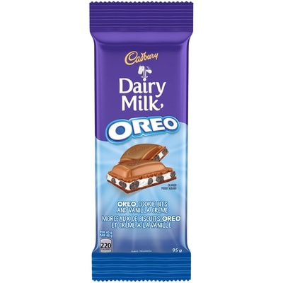 Cadbury Dairy Milk, OREO Cookie Bits and Vanilla Creme, Chocolatey Candy Bar 95 g, $4.73/100g