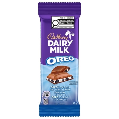 Cadbury Dairy Milk, OREO Cookie Bits and Vanilla Creme, Chocolatey Candy Bar 95 g, $3.15/100g