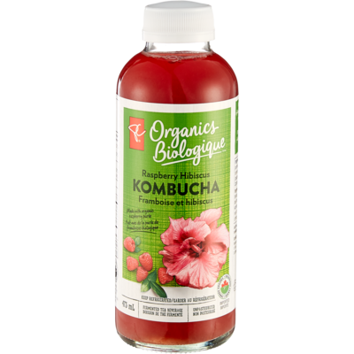 PC Biologique Kombucha framboise et hibiscus 473 ml, 0,98 $/100ml