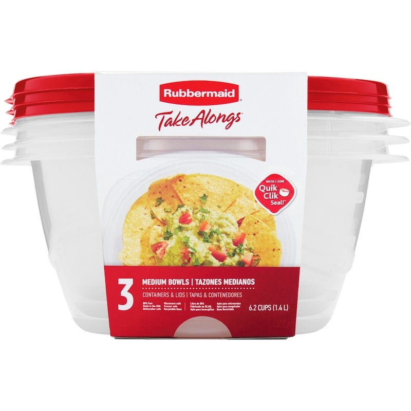 TakeAlongs Serving Bowl Food Storage Containers, Ruby Red, 3 Pack, 1.4L