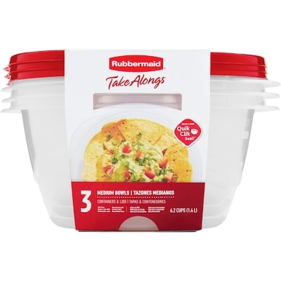 Rubbermaid Bols de service TakeAlongs, récipients de conservation des aliments, rouge rubis, lot de 3, 1.4L 1 ea, 2,33 $/1ch