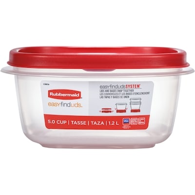 Rubbermaid Contenant de conservation des aliments ventilé EasyFindLids, rouge Racer, 1 paquet 1 ea, 7,00 $/1ch