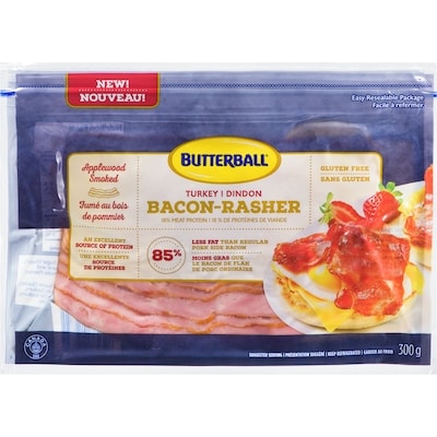Butterball Bacon de dinde fumé au bois de pommier 300 g, 2,83 $/100g