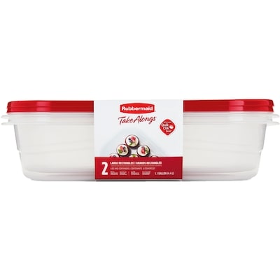 Rubbermaid Boîtes de conservation rectangulaires TakeAlongs, rouge rubis, lot de 2 1 ea, 4,00 $/1ch
