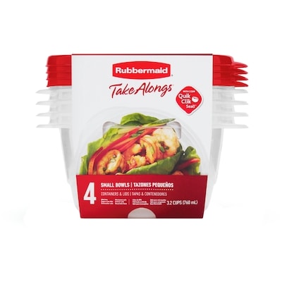 Rubbermaid Contenants de conservation des aliments TakeAlongs Small Bowls, lot de 4 1 ea, 1,50 $/1ch