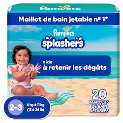 Pampers Maillots de bain jetables Splashers, taille P, 20 maillots 20 ea, 0,65 $/1ch