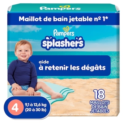 Pampers Maillots de bain jetables Splashers, taille M, 18 maillots 18 ea, 0,67 $/1ch