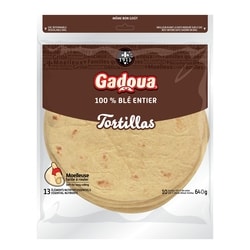 Gadoua Whole Wheat Large Tortillas 640 g, $0.86/100g