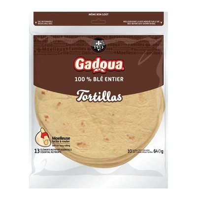 Gadoua Whole Wheat Large Tortillas 640 g, $0.86/100g