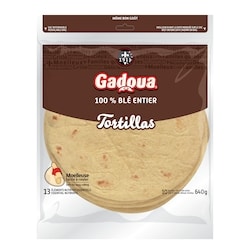 Gadoua Whole Wheat Large Tortillas 640 g, $0.86/100g