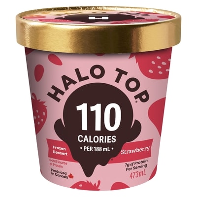 Halo Top Frozen Dessert, Strawberry 473 ml, $1.79/100ml