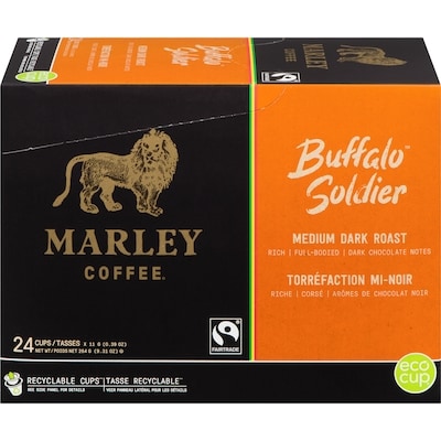 Marley Coffee Single Serve K-Cup Compatible Capsules, Medium-Dark Roast 24 ea, $0.75/1ea