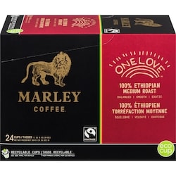 Marley Coffee Capsules d’une portion, compatibles avec K-Cup, One Love 100 % éthiopien, torréfaction moyenne, quantité de 24 24 ea, 0,92 $/1ch