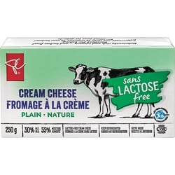 President's Choice Lactose Free Plain Cream Cheese  250 g, $1.80/100g