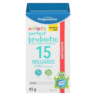 Progressive Probiotiques en poudre, 15 milliards d’UFC par cuillerée, formule pour enfants, sans saveur 45 g, 91,09 $/100g