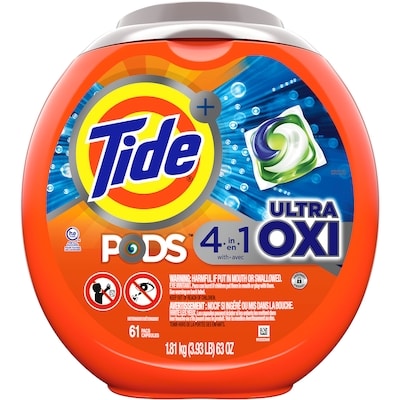 Tide Ultra Oxi Liquid Laundry Detergent Pods, 61 Count 1.81 kg, $0.51/1ea