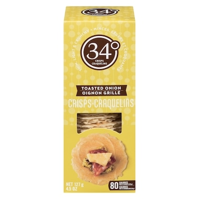 34 Degrees Toasted Onion Crispbread 127 g, $4.72/100g