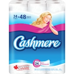 Cashmere Papier hygiénique doux et épais, 24 roul. doubles = 48 roul. simples 1 ea, 0,67 $/1ch
