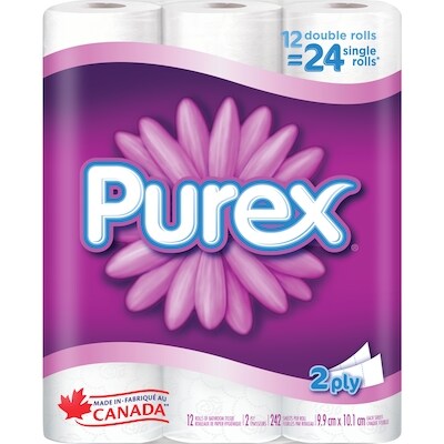Purex Papier hygiénique doux et épais, 12 rouleaux = 24 12 ea, 1,00 $/1ch