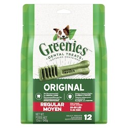 Greenies Dog Food, Original REGULAR Natural Dental Dog Treats, 12 Pack 340 g, $6.17/100g