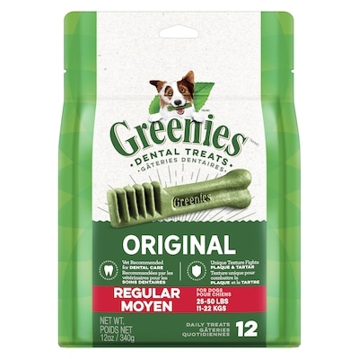 Greenies Dog Food, Original REGULAR Natural Dental Dog Treats, 12 Pack 340 g, $6.17/100g