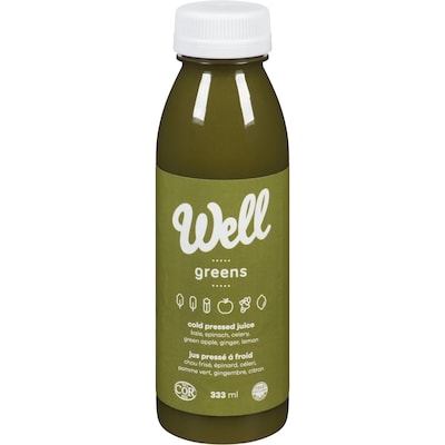 Well Cold Pressed Juice Greens    333 ml, $1.80/100ml