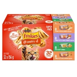 Purina Friskies Poultry Wet Cat Food Variety Pack 32 Count 4.99 kg, $0.62/100g