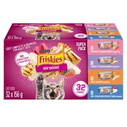 Purina Friskies Shredded Poultry and Fish Combo Variety Pack, Wet Cat Food 4.99 kg, $0.62/100g