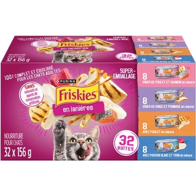 Purina Friskies Emballage Assorti en Lanières, Nourriture Humide pour Chats 32 x 156 g 4.99 kg, 0,60 $/100g