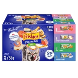 Purina Friskies Greatest Hits Wet Cat Food Assorted Variety Pack 32 Count 4.99 kg, $0.62/100g