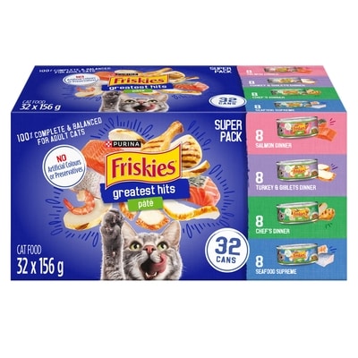 Purina Friskies Greatest Hits Wet Cat Food Assorted Variety Pack 32 Count 4.99 kg, $0.58/100g