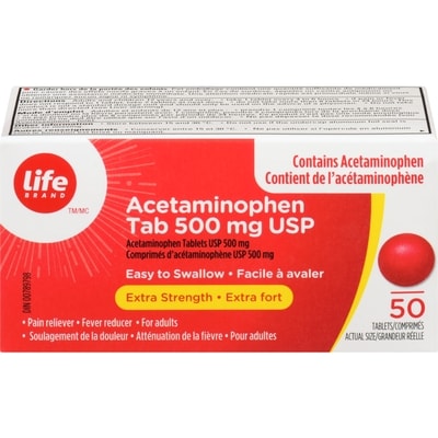 Life Brand Acetaminophen Extra Strength 500Mg Easy To Swallow 50 ea, $0.16/1ea