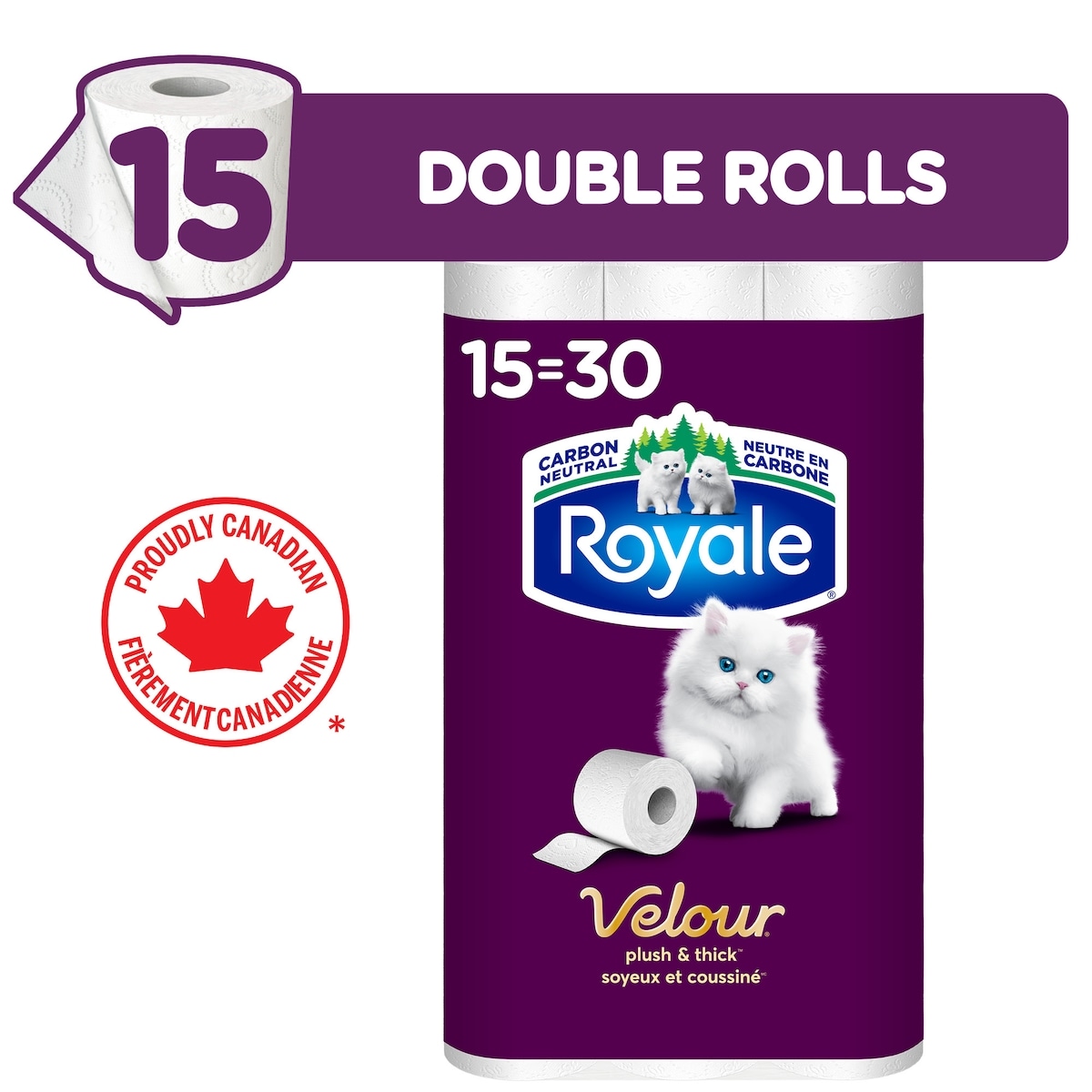 Royale Velour Toilet Paper, 15 Equal 30 Rolls, 142 Bathroom Tissues per roll