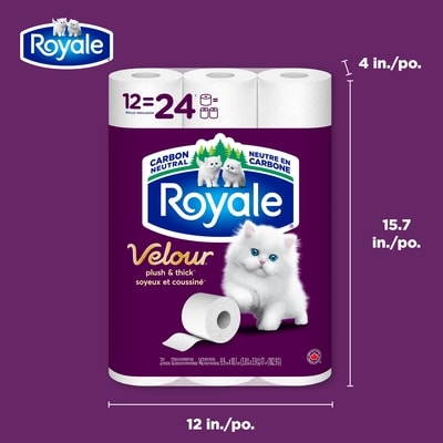 Velour papier hygiénique, 12 équivalant à 24 rouleaux, 142 feuilles / roul