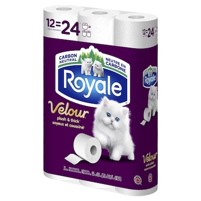 Velour papier hygiénique, 12 équivalant à 24 rouleaux, 142 feuilles / roul