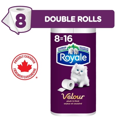 Royale Velour Toilet Paper, 8 Equal 16 Rolls, 142 Bathroom Tissues per roll 8 ea, $0.63/1ea