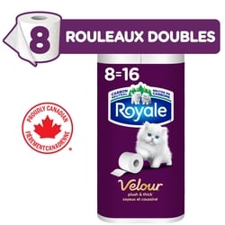 Royale Velour papier hygiénique, 8 équivalant à 16 rouleaux, 142 feuilles / roul 8 ea, 0,63 $/1ch