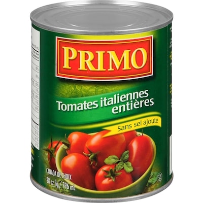Primo Tomates prunes entières 796 ml, 0,25 $/100ml